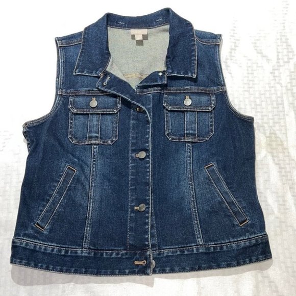 J. Jill Jackets & Blazers - J. Jill Sleeveless Denim Jacket Vest Blue Size Small